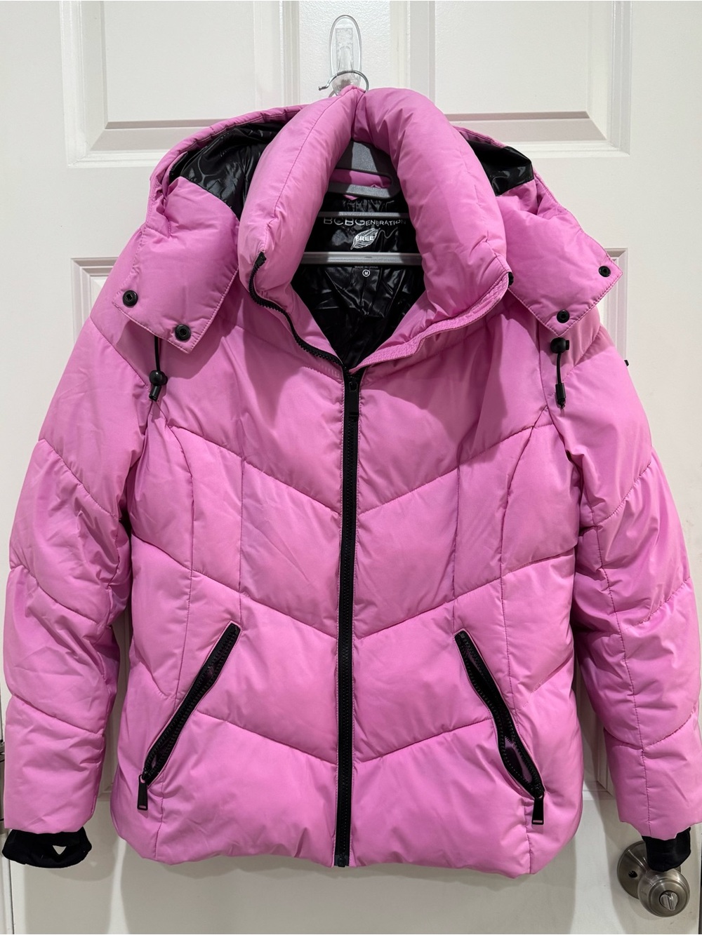 BCBGeneration Woman’s Pink Puffer Jacket Coat Feather Free Eco-Friendly Fill M